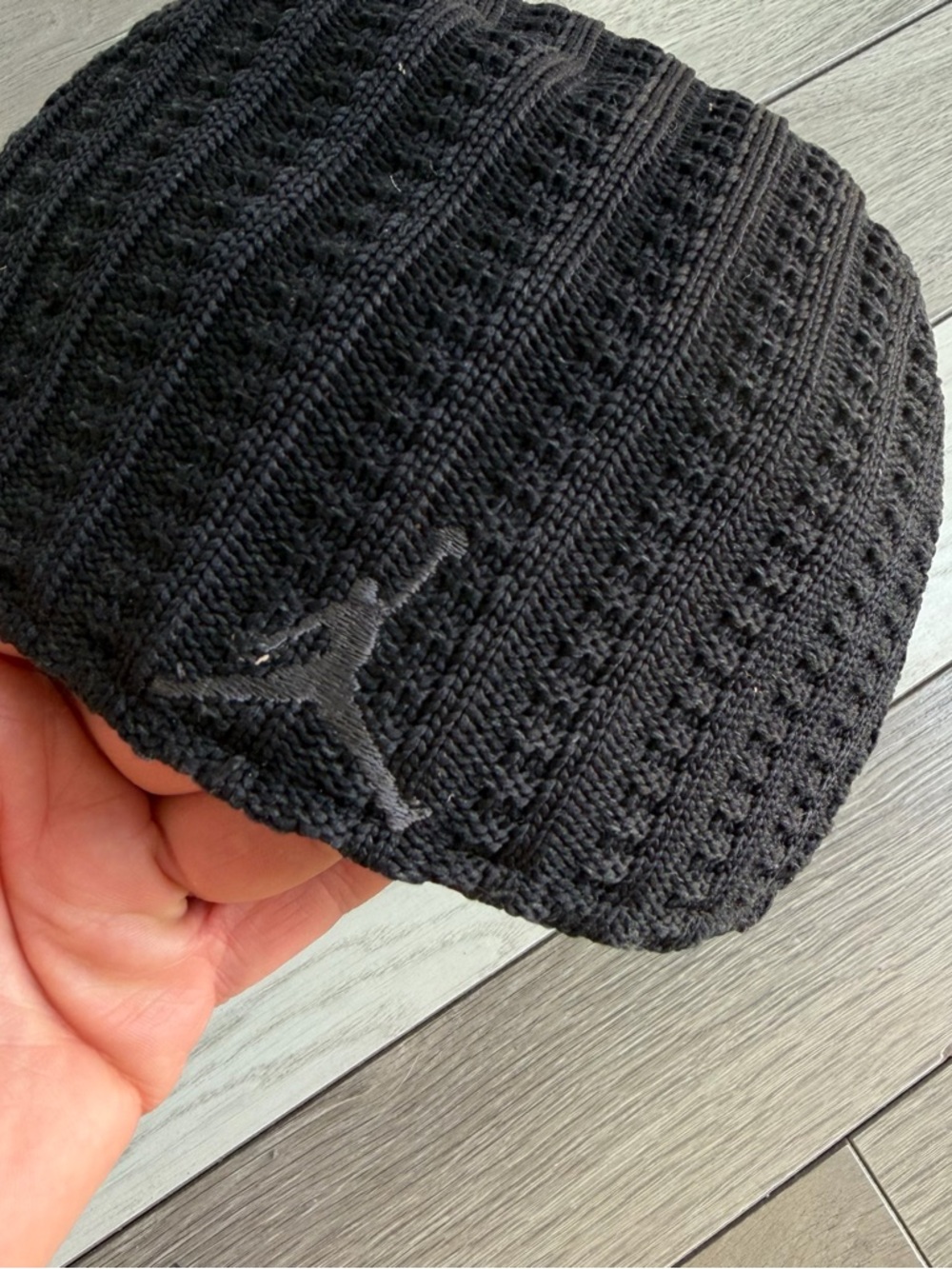 AIR JORDAN Vintage Y2K Jumpman Knit Cableknit Woven Flex Fit Hat Cap - Picture 6 of 8